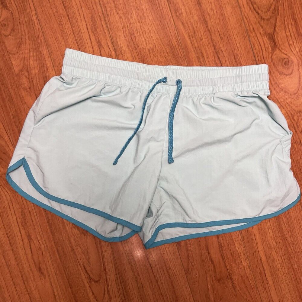 Columbia Womens Athletic Running Shorts Side Pocket Drawstring Unlined Blue Sz M
